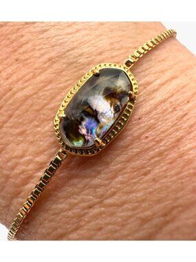 Abalone Gold Tone Adjustable Size Bracelet